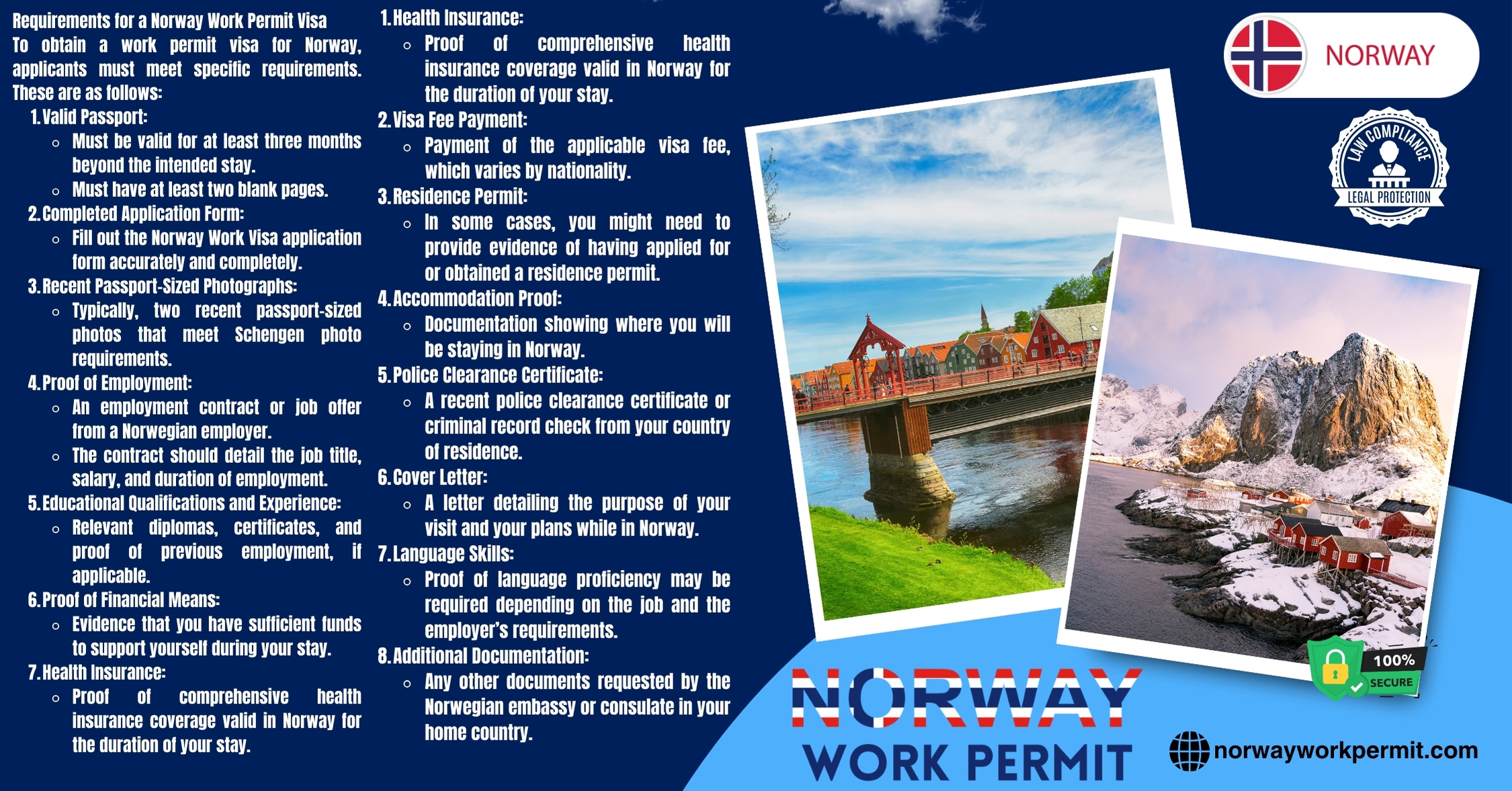 Norway Work Permit Visa & Business Resident Visa Requirements for New Zealand Citizens